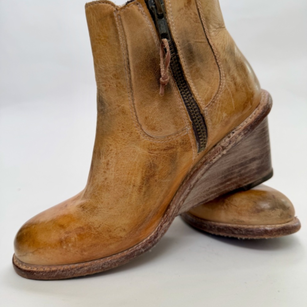BED|STU Leather Wedge Ankle Boots Perforated Side Zip Women’s 7 Bed Stu - Picture 8 of 12